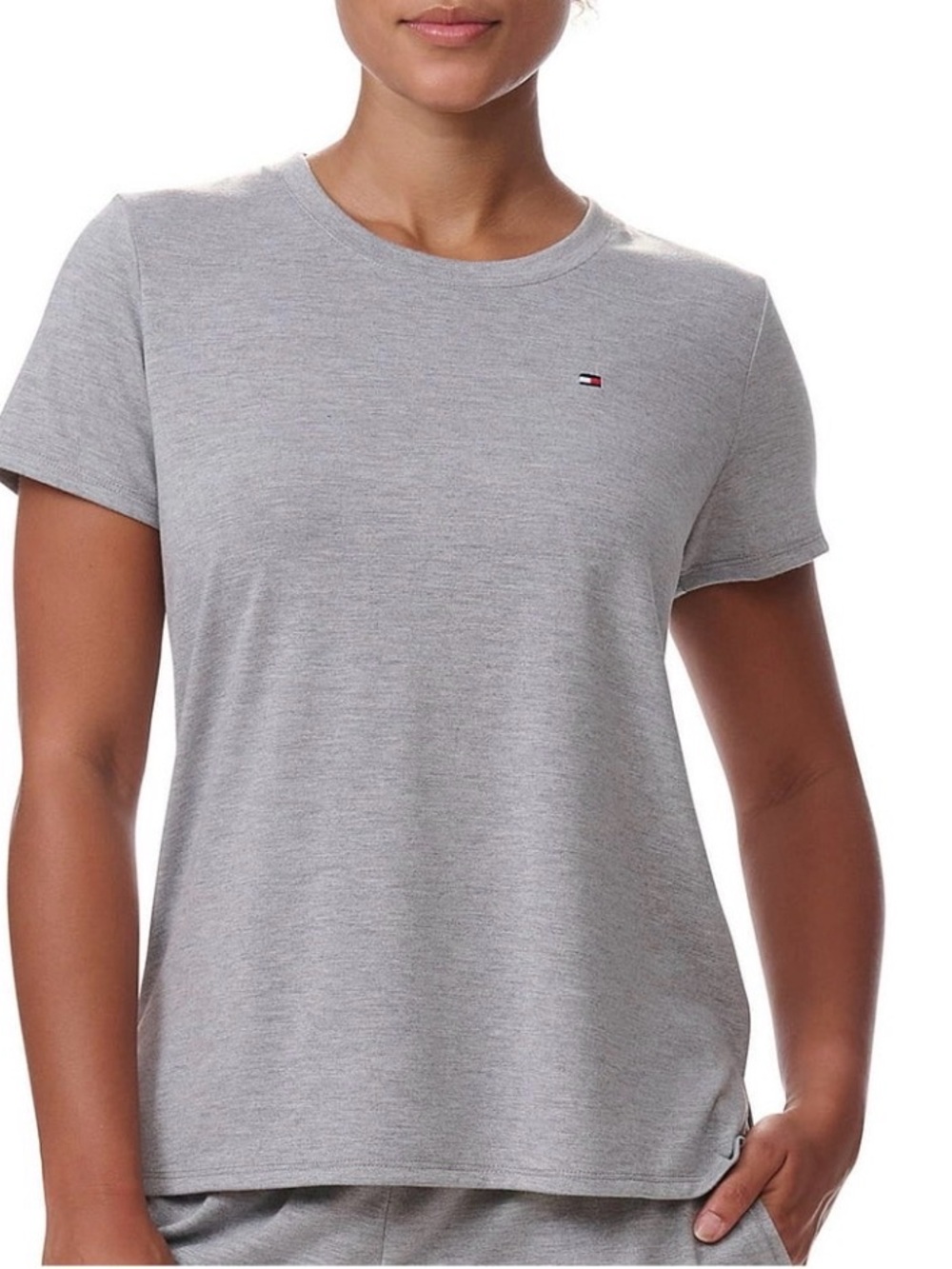 Tommy Hilfiger Women's Short-Sleeve Crewneck Sleep Tee - Heather Grey, Size XL